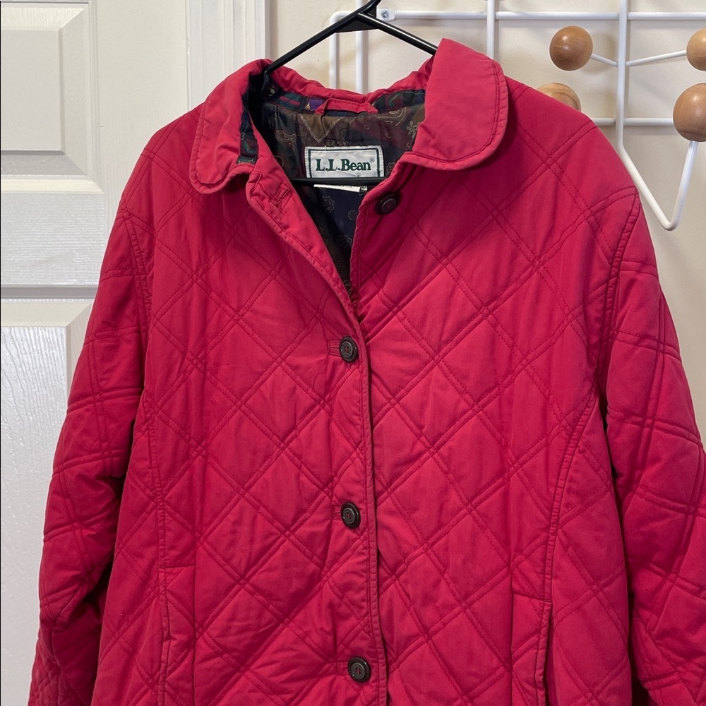 L.L Bean - Vintage Coastal Quilted Button Down Jacket - Red - M